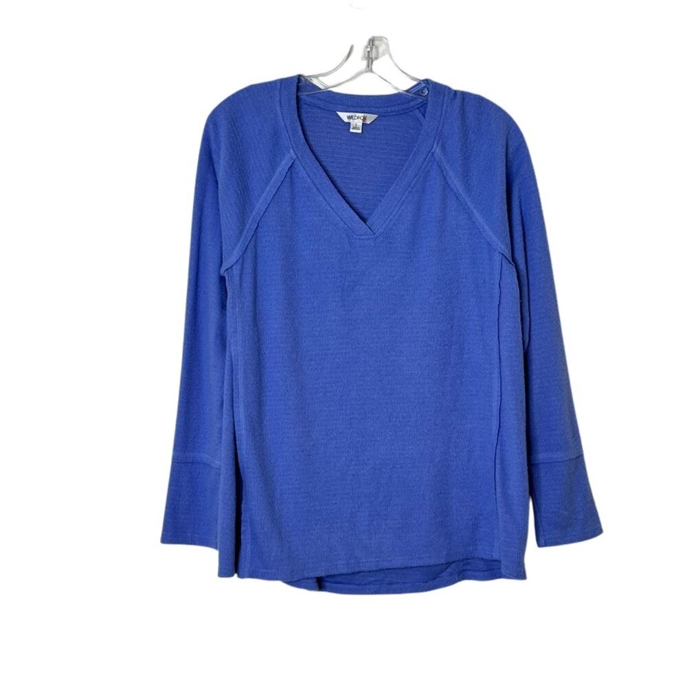 Wildfox Haley Brushed Purple Orchid V Neck Long Sleeve Thermal Sweater Top Small